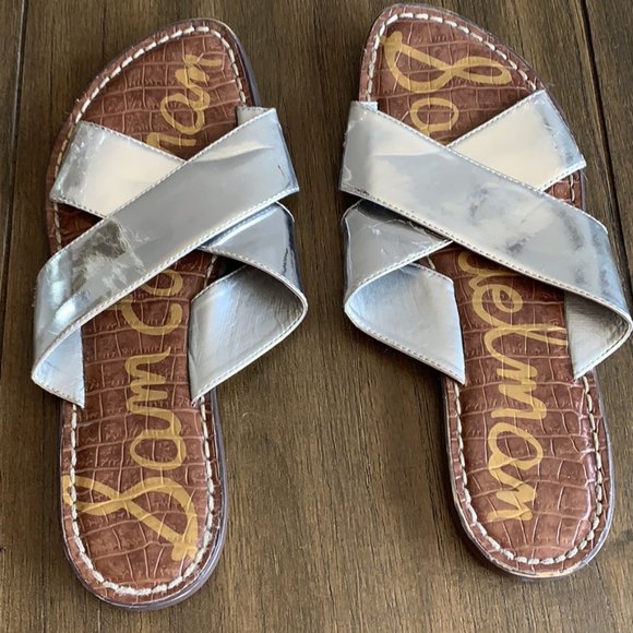 Sam Edelman Kora Silver Slip On Sandals - 7.5 - Picture 2 of 5